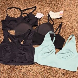 Auden, Colsie, True&Co Black and Light Green Bras (x5) Size Small